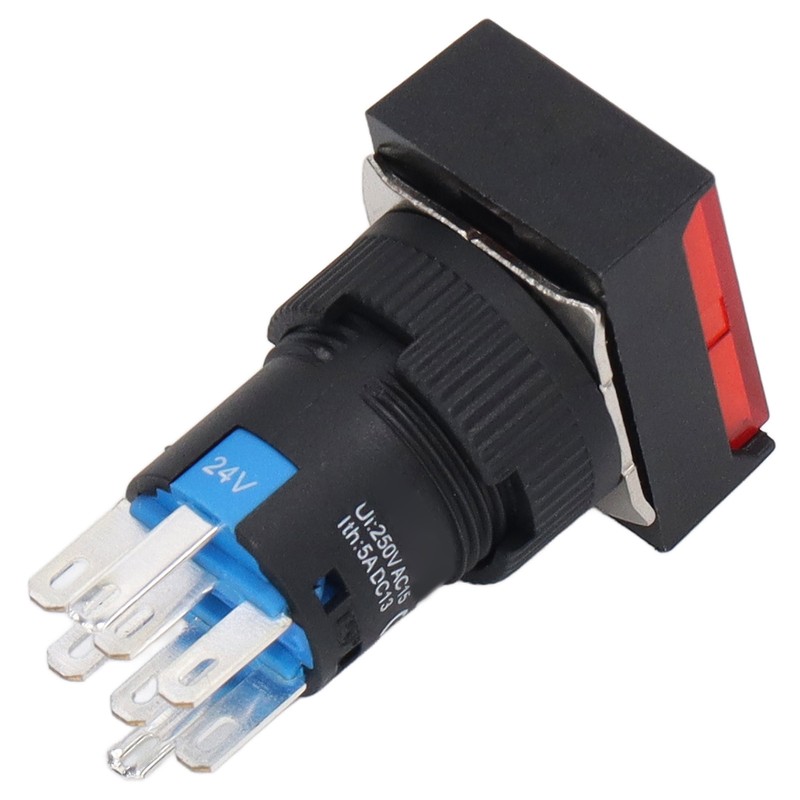 25 Pcs Push Button Switch Light Indicate Self Locking Long