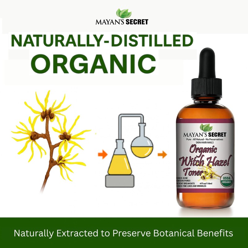 USDA Certified Organic Witch Hazel Toner by Mayan's Secret