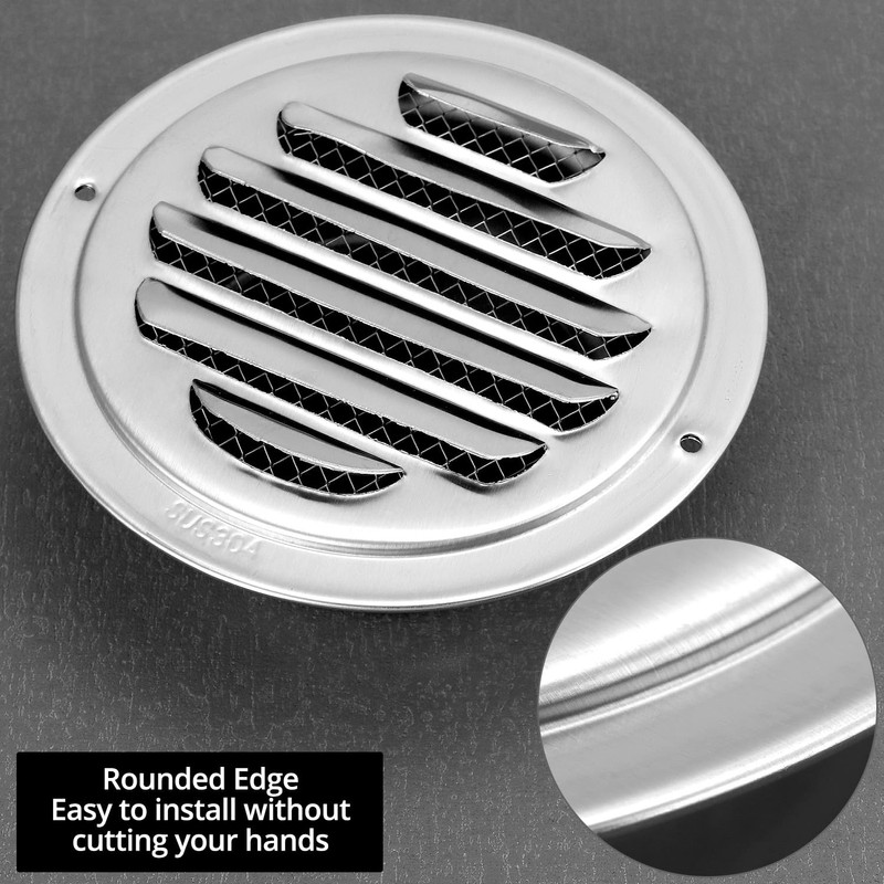 QWORK® 304 Stainless Steel Round Ventilation Grill Screen Hood for
