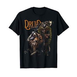Druid with Lion D20 Fantasy Tabletop RPG Roleplaying Gamer T-Shirt