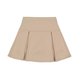 IZOD Girls' School Uniform Sensory-Friendly Pleated Scooter Skirt with Undershorts, Soft Fabric, Tagless with Flat Seams, Khaki, 12