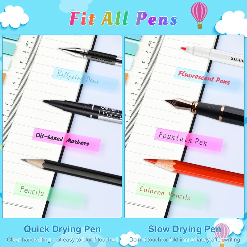 600 Pcs Sticky Tabs, Repositionable Index Tabs, Writable Page Markers
