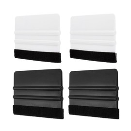 QUARKZMAN 4 Stück Vinyl-Rakel, Filzkanten-Vinyl-Wrap-Decal-Rakelwerkzeug, 4-Zoll-Autovinyl-Folien-Schaber-Kunststoffrakel für Autowrap, Schildherstellung, Fenster, Weiß+Schwarz, Rechteckig