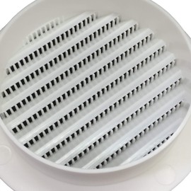 5 Inch / 125 mm Vent Cover White - Round Soffit Vent - Air Vent Louver - Grille Cover - Built-in Fly Screen Mesh - HVAC Ventilation (5'' Inch, Plastic - White)