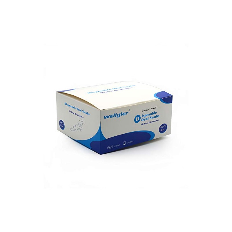 Wellgler's Disposable Oral Swabs,Sterile Sponge Mouth Swabs,Individually Wrapped (50pcs,Sky Blue)
