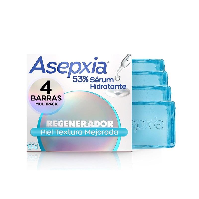 Asepxia, Jabón en barra Regenerante, jabón facial y corporal, 53%