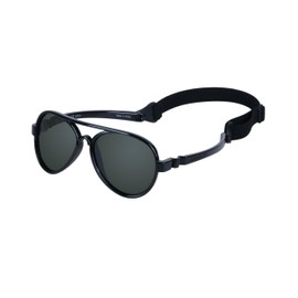 COCOSAND Baby Sunglasses with Strap Flexible Aviator Polarized UV400 for 0-12 Months Babies Newborn Toddler Girls Boys, Black with Green Lens
