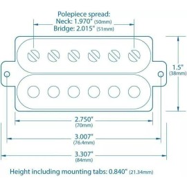 StewMac Overwound Humbucker Pickup, Bridge Position, Black Exposed Coils