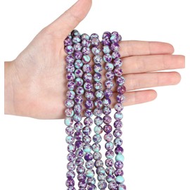 LAIDANLA Sea Sediment Imperial Jasper 8mm Natural Stone Beads Round Loose Gemstone Stone Beads for DIY Bracelet Necklace Earrings Jewelry Making Polishing Stone Beading Crystal 96PCS 2 Strand 32"