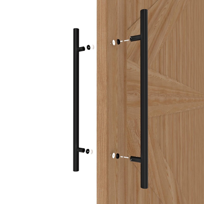 LVYIHAN Matte Black Round Barn Door Handles 12"/24"/36"/48"/59'', Pull Push