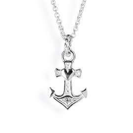 Heartbreaker LD GLH 32 Small Anchor Pendant with Zirconia / Faith, Love & Hope Collection/Pendant Silver 925 Sterling Nickel-Free, Sterling Silver, Cubic Zirconia