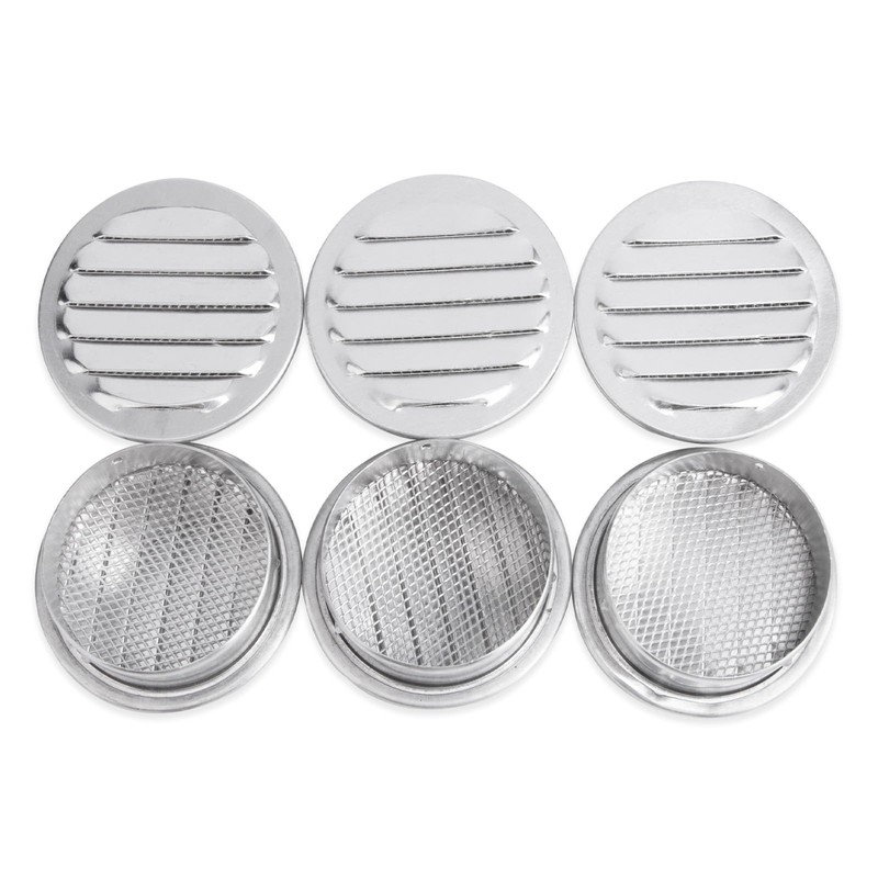 Round Aluminum Louver with Insect Screen, 2 Inches, 6-Pack