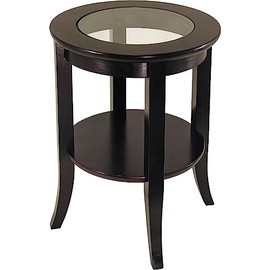 Winsome Genoa End Table with Glass Top, for Living Room, Bedroom, 23", Espresso