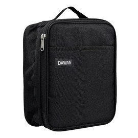 DAWAN Freezable Lunch Bag, Black, Insulated Cooler Tote with Handle for men or women, Keeps food cold or hot 8 to 10 hours, Meal Prep for Work Picnic