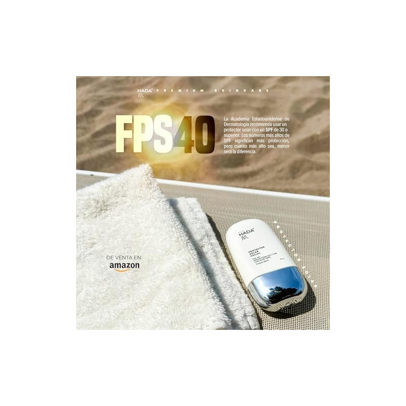 HADA Skincare, Protector Solar Facial FPS40+, Toque Seco Filip