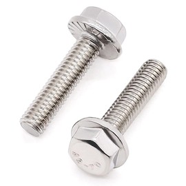Glvaner 5/16-18 x 1-1/4" (12 pcs) Stainless Steel Flanged Hex Head Bolts Screws, 18/8 Stainless Steel 304, Hexagon Head Bolt with Serrated Flange Washer, Full Thread Coverage