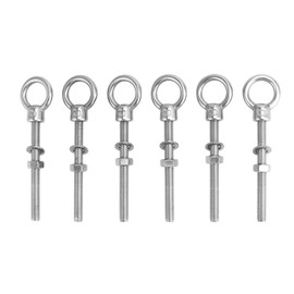 QWORK® Pack of 6 Eye Bolts, M8 x 80 mm Stainless Steel Eye Bolt, for Mounting and Suspension