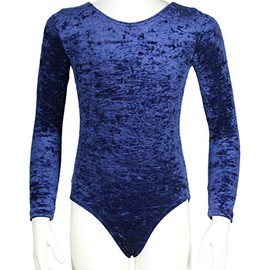 GymStern ML110681 Long Sleeve Leotard Body Made of Bi-Elastic Crash Velvet Colour Dark Blue, Size 140