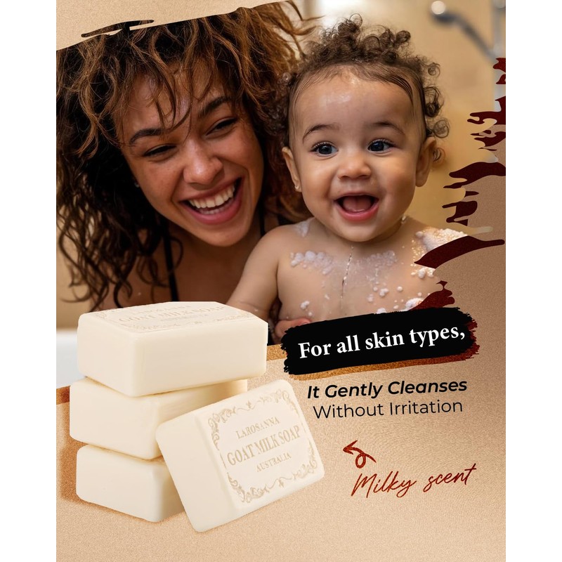 larosanna Australian Goat Milk Soap,Helps Moisturize,Smooth & Cleanse Skin,Triple-milled Bar