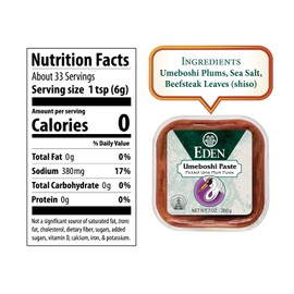 Eden Umeboshi Paste, Pickled Ume Plum Puree, Artisan Made in Japan, No MSG, No Chemical Additives, 7oz