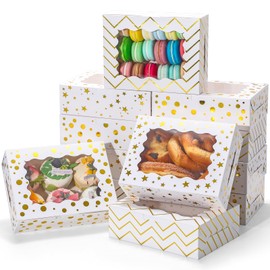 KPOSIYA 12pcs Christmas Cookie Boxes for Gift Giving, 9x6x3in White Bakery Boxes with Window for Treat and Pastry，Holiday Small Treat Boxes for Dessert, Donut, Mini Cake,Thanksgiving