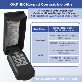 for Overhead Door Keypad, Compatible with All Genie/Overhead Door Garage Door Openers, for Model OKP-BX GK-R 37332R GK-BX GWKP, GWK-IC, ACSDG, ACSDA1, ACSD1G, B8QACSDA, B8QACSDA1 (Black)