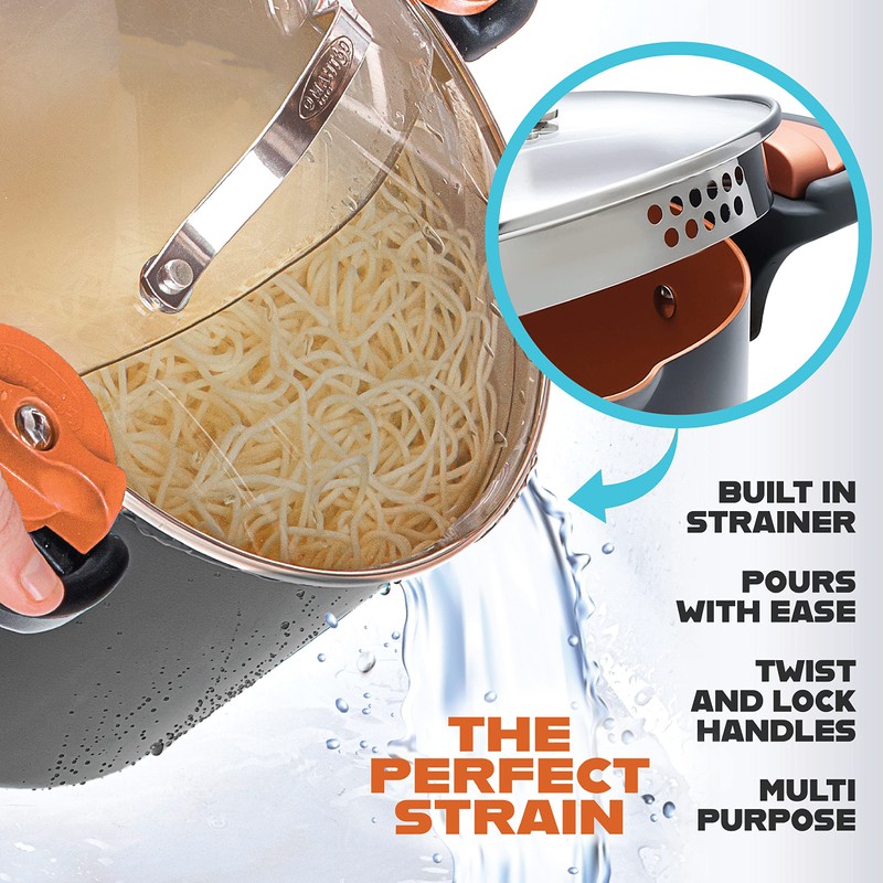 GOTHAM STEEL 5 Qt Ceramic Stock Pot Multipurpose Pasta Pot