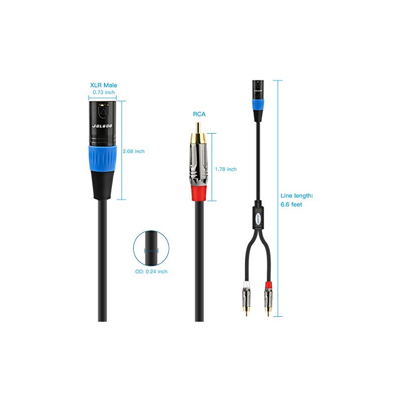 JOLGOO Cable de micrófono divisor de conexión dual RCA a