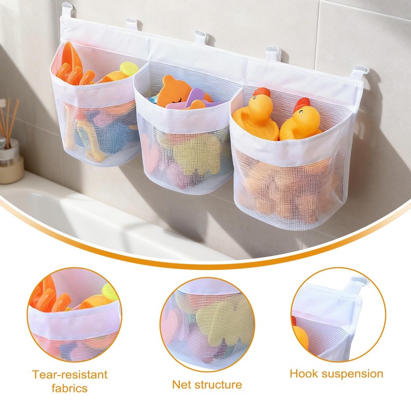 YWKJDDM Bath Toy Storage Organizer, Large Hanging Storage Holder with