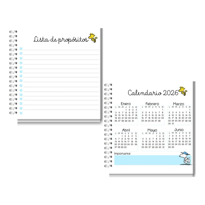 Agenda Snoppy Acost/2026/azul/ 1 Dia X Hoja