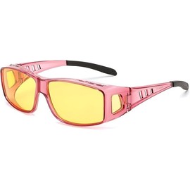 Feisedy B0225 Over Sunglasses, Large Size, TAC Polarized, UV400, UV Protection, Night Sunglasses, For Night Driving, Yellow Lens, Unisex, purple