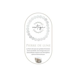 VERTIGE Lithotherapie-Armband aus natürlichen Mineralsteinen, Quelle des Wohlbefindens und des Körpers, bringt RUHE und KLARHEIT, hilft, Stress zu kanalisieren, Frau/Mann (Pierre de lune, 8mm)