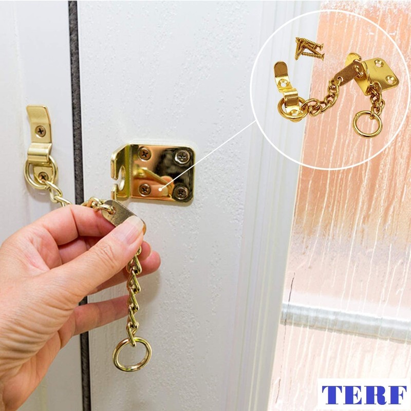 TERF® Heavy Duty Door Chain Polished Brass Narrow Design Door