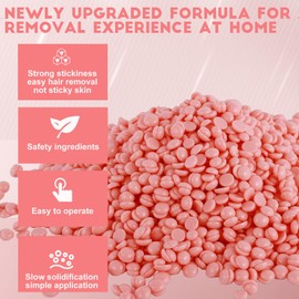 4.8lb Bulk Hard Wax Beads, Waxing Bead for Brazilian, Bikini, Body, Face, Legs, Back, Coarse Hair Removal, Scented Stripless Wax beans, Professional Salons Wax Bead Refill, 20 Wooden Sticks