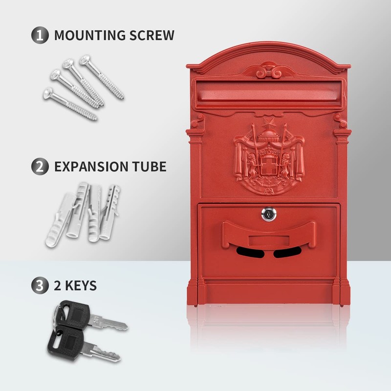 Yoocabinet Wall Mount Mailbox, Large Capacity Mailbox for Outside,Aluminum and