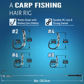 Narcissus Carp Fishing Hair Rigs – 20Pcs Carp Fishing Equipment, 24cm Braided Line Bait Rigs with Hooks and Boilie Stops