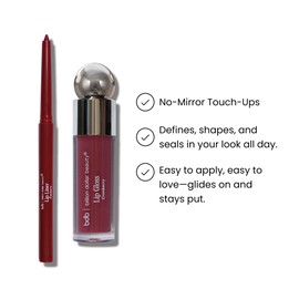 billion dollar brows bdb Lip Gloss with Lip Liner Set - Moisturizing High Shine, Lightweight Glossy, Plumping Lip Gloss, Cranberry