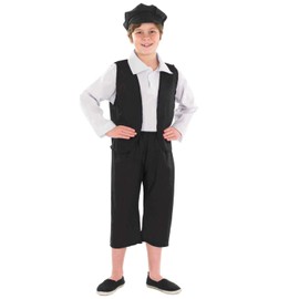 Fun Shack Kids Victorian Costume - Boys Victorian Poor Boy Outfit - Historical Dress-Up Costume for Parties and Events, Large Black