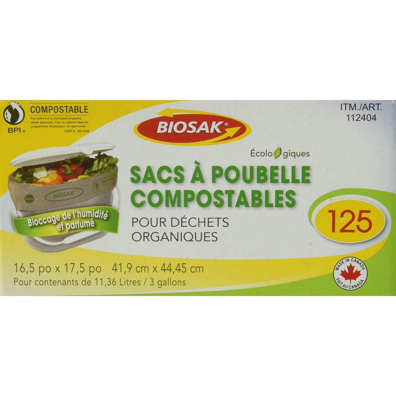 Biosak Compostable Liner Bags (Pack 125/ 16.75 X 17.5) 125