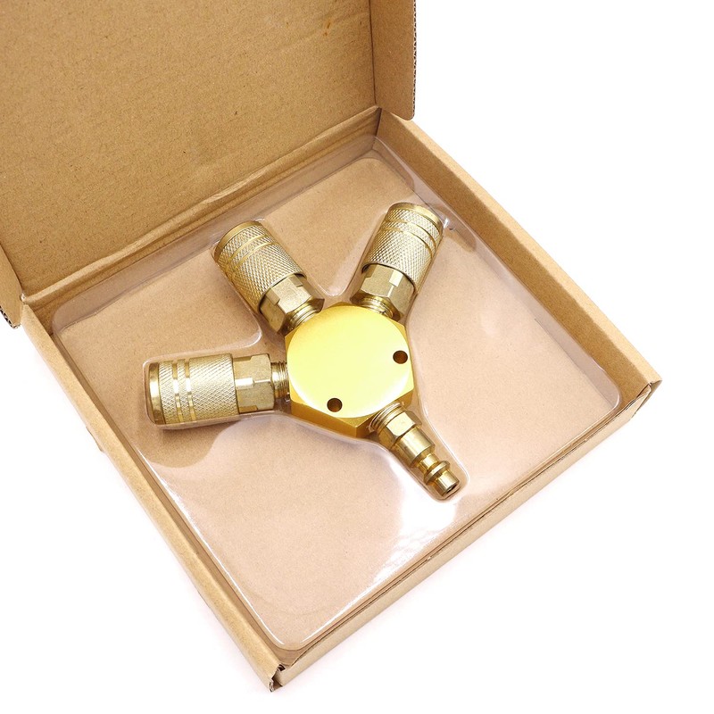 Tnuocke Air Splitter 3-Way Manifold Hex Style with 3 Pieces