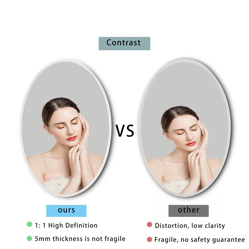 Oval Bathroom Mirror, 28X40 inch Oval Frameless Mirror, Frameless Mirrors