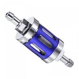 sourcing map Universal In Line Petrol Gas Fuel Gasoline Oil Filter with Brass Filter Element, Blue