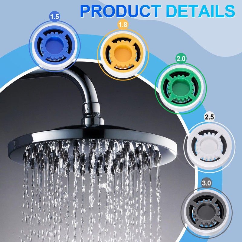PAGOW 10 Pcs Shower Flow Restrictor, gpm 1.5/1.8/2.0/2.5/3.0 Shower Flow