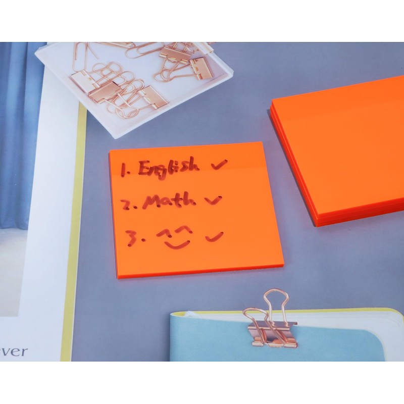 ONLYKXY 4 Pack Transparent Sticky Notes 7.6x7.6CM Self-Stick Book Tabs