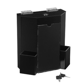 MCB Donation Collection Office Suggestion Acrylic Ballot Box 9 x 8 inch with Display area of 8 x 3.75 inch comes with 2 business card size pockets and lock with set of keys (Black)