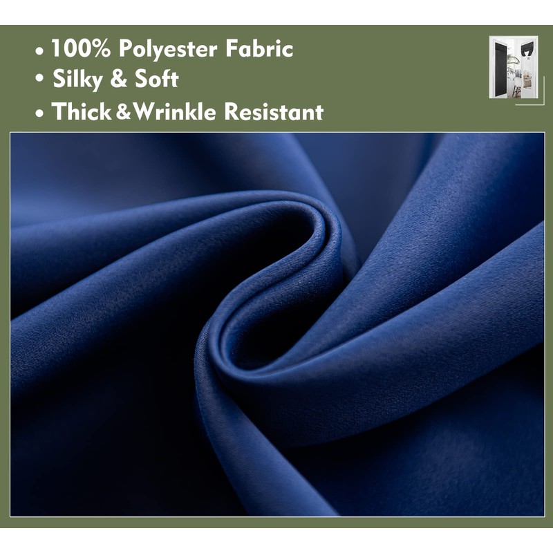 PI Blackout Bedroom Curtains,Thermal Insulated Ring Top Window Treatment,Room Darkening