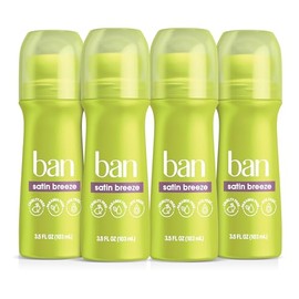 Ban Satin Breeze 24-hour Invisible Antiperspirant, 3.5oz Roll-on Deodorant for Women and Men, 4-pack, Underarm Wetness Protection, with Odor-fighting Ingredients
