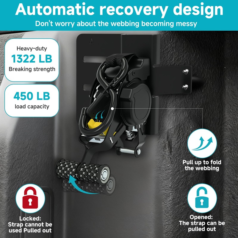 bimiti 2PCS Retractable Tie Down Straps for 2019-2025 Chevy Silverado