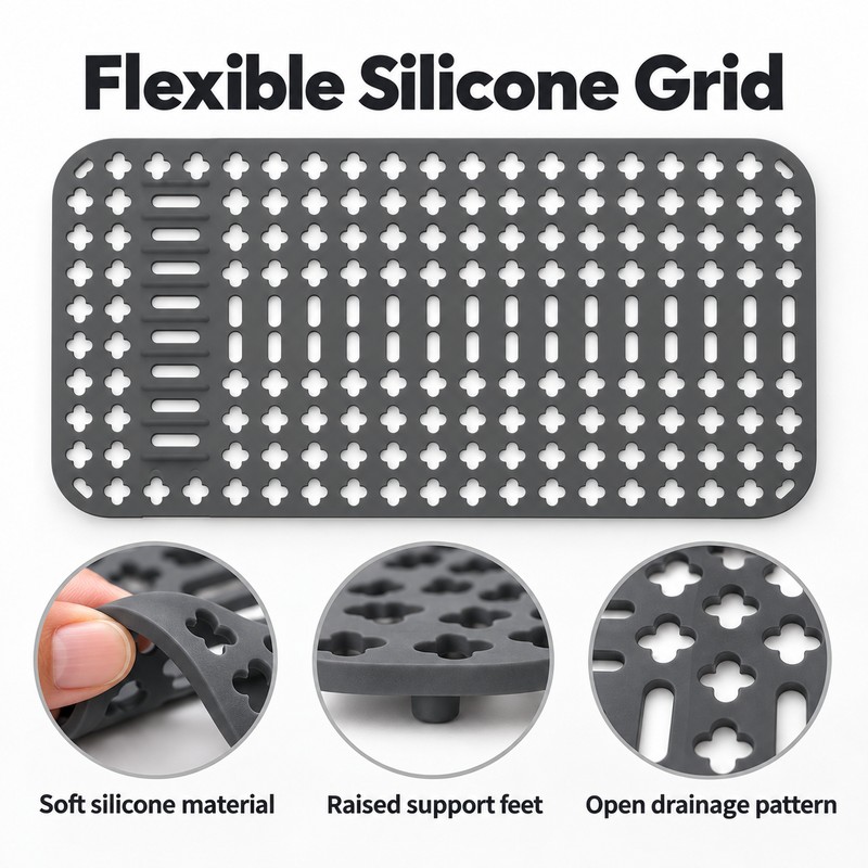 Silicone Sink Protector Mat for Kitchen Sinks – Non-Slip Heat-Resistant