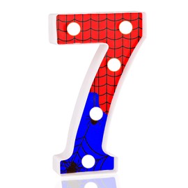 XIHIRCD Spider LED Light Number, Spider Web Number Lights Led Light up Numbers Spider Marquee Night Light Spider Sign Birthday Decorations for Kids Boys Men Gift, No Batteries Included(7)